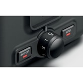 Thumbnail preview of A close-up of Bosch TAT3P420GB control panel showing defrost and stop buttons with a round dial marked 1 to 3